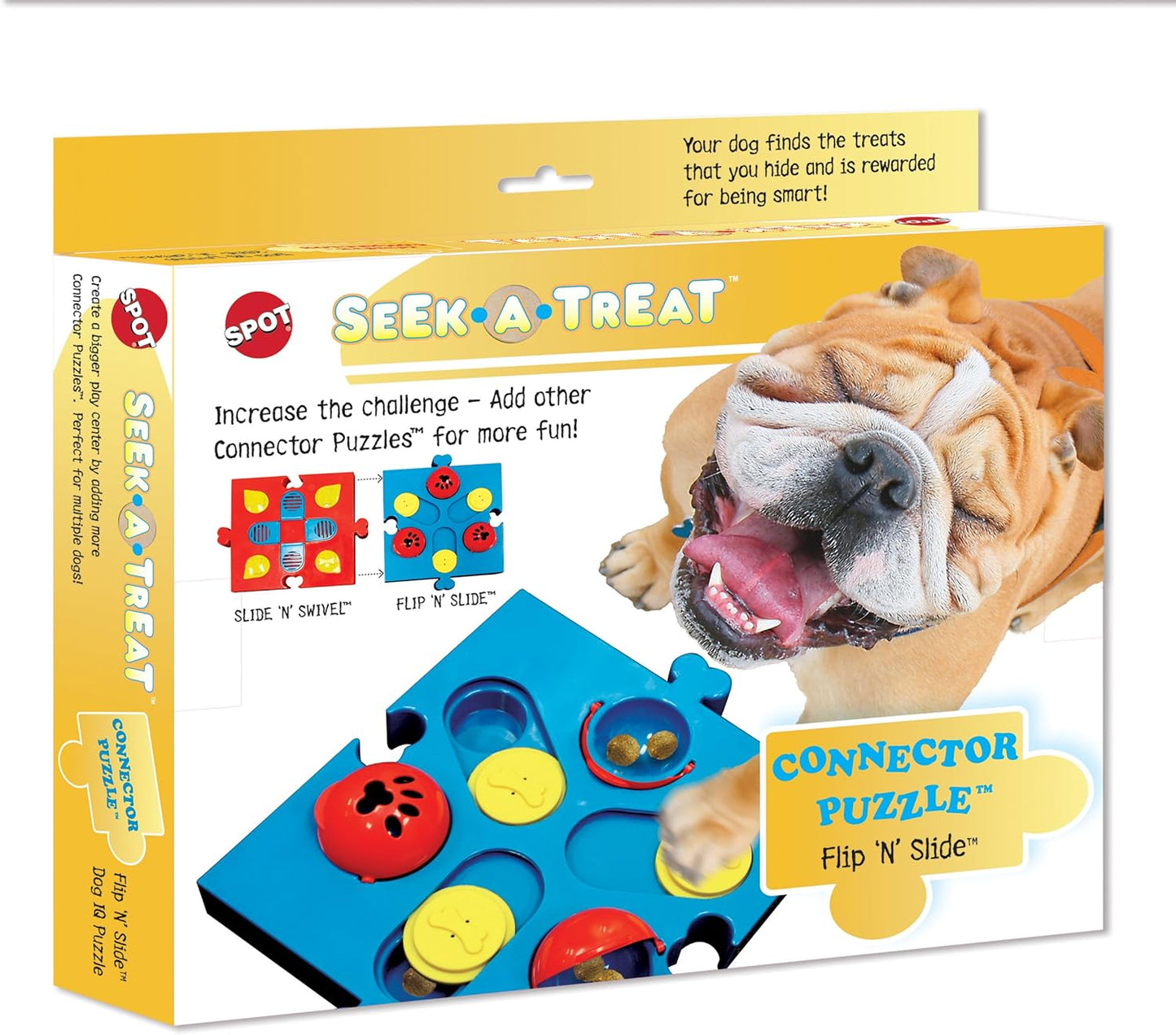 Spot Seek-A-Treat Flip 'N Slide Connector Puzzle Interactive Dog Treat and Toy Puzzle