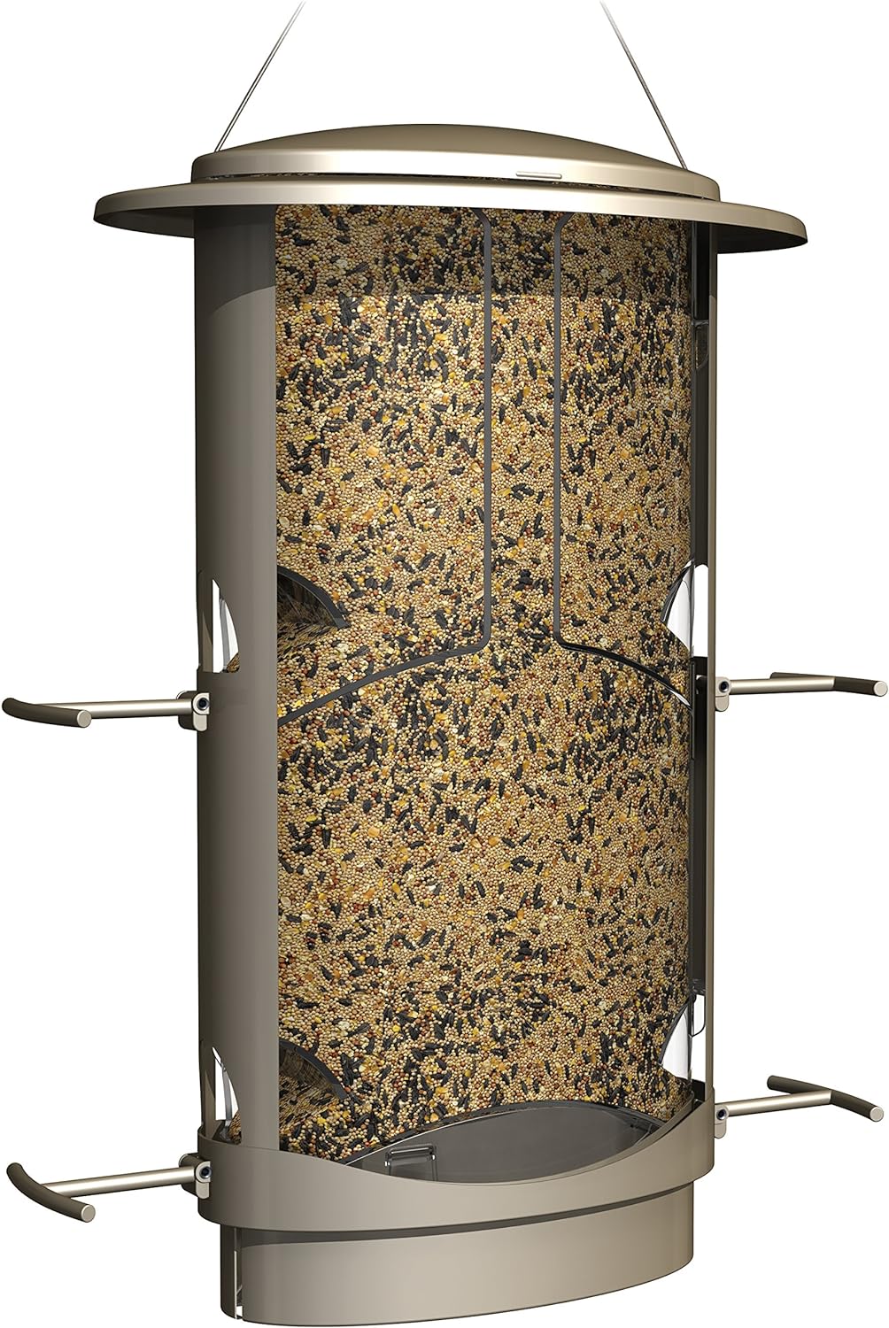 More Birds X-1 Squirrel-Proof Satin Nickel Wild Bird Feeder - 4.2 Pound