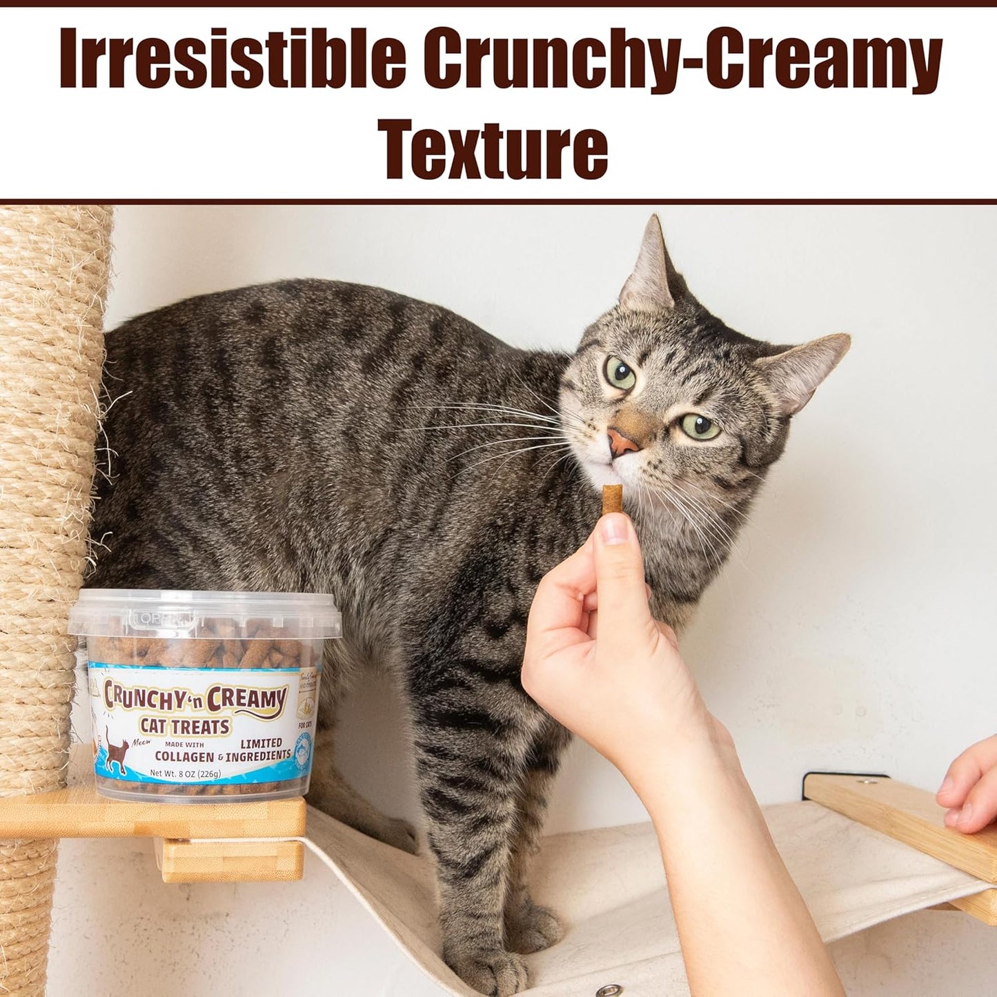 Fieldcrest Farms Nothin’ to Hide Collagen Cat Treats – Crunchy & Creamy Cat Snacks, Tuna Flavor, 8oz Tub.