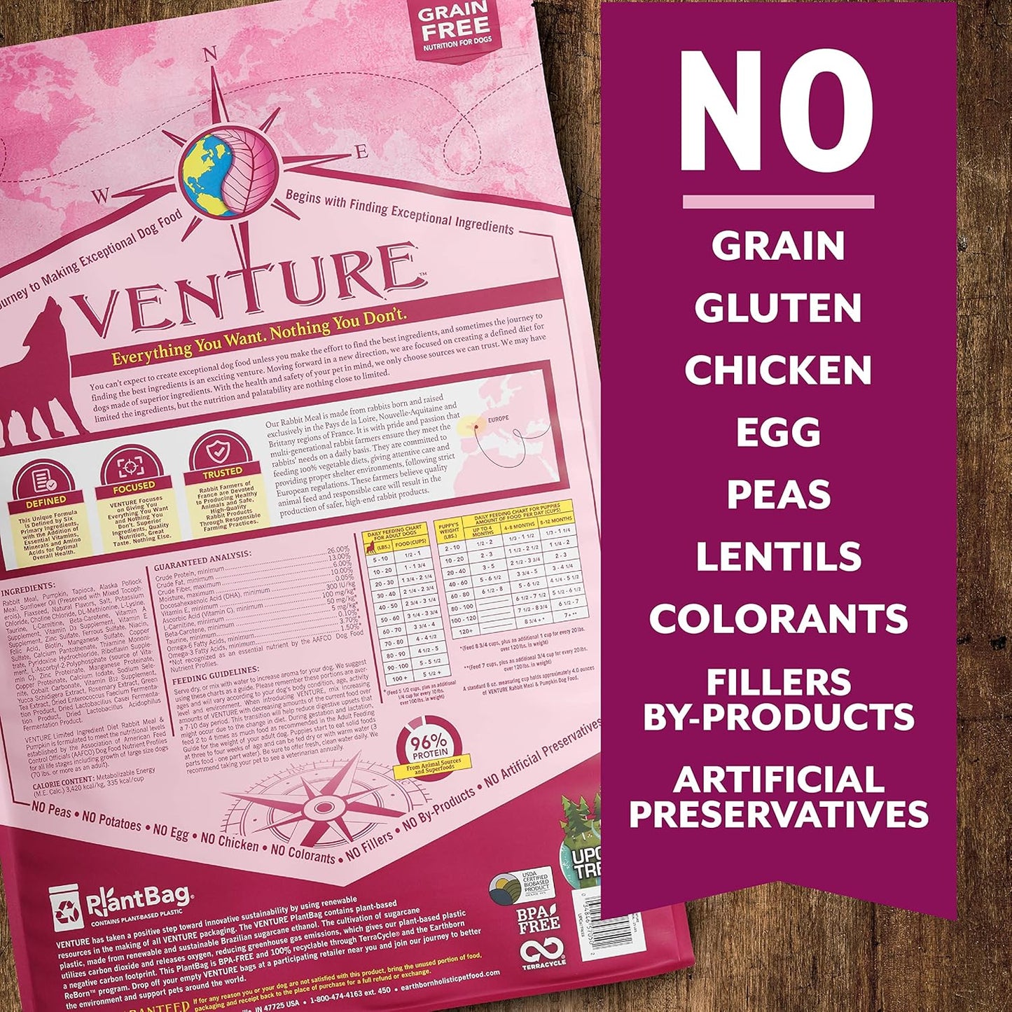 Earthborn Holistic Venture Grain Free Rabbit Meal & Pumpkin Dry Dog Food-12.5 lbs