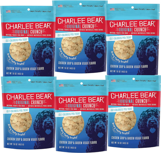 Charlee Bear Crunch Dog Treats Chicken Soup & Garden Veggie Flavor-16 oz(6 Pack)