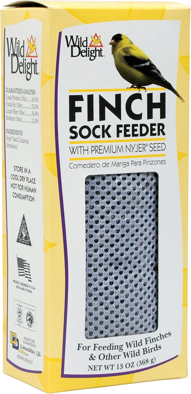 Wild Delight Pink Finch Nyjer Thistle Sock Bird Feeder - 13 Ounce- 12pl