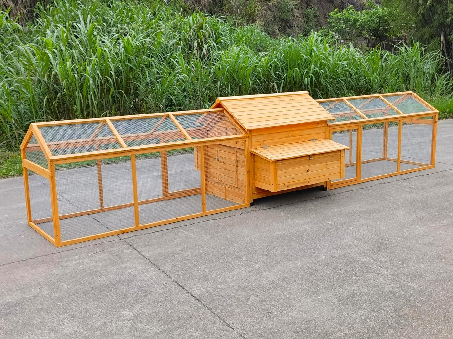 Midlee Large Wooden Chicken Coop with 2 Runs Outdoor Hen House Backyard Nesting Box