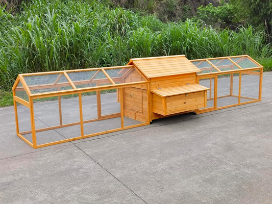 Midlee Large Wooden Chicken Coop with 2 Runs Outdoor Hen House Backyard Nesting Box