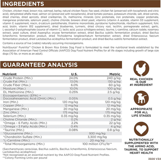 NutriSource PureVita Chicken and Brown Rice Entree with Wholesome Grains Dry Dog Food-5 lbs