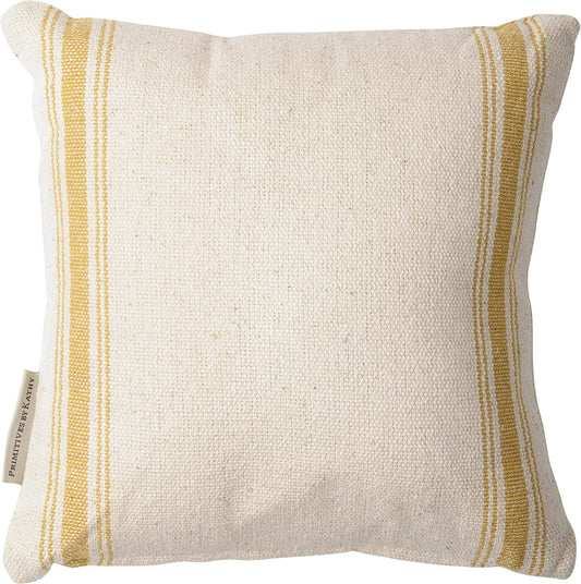 Primitives by Kathy Woven Rustic Gold Striped Pillow, Reserved for The Cat Sit - 10" x 10"