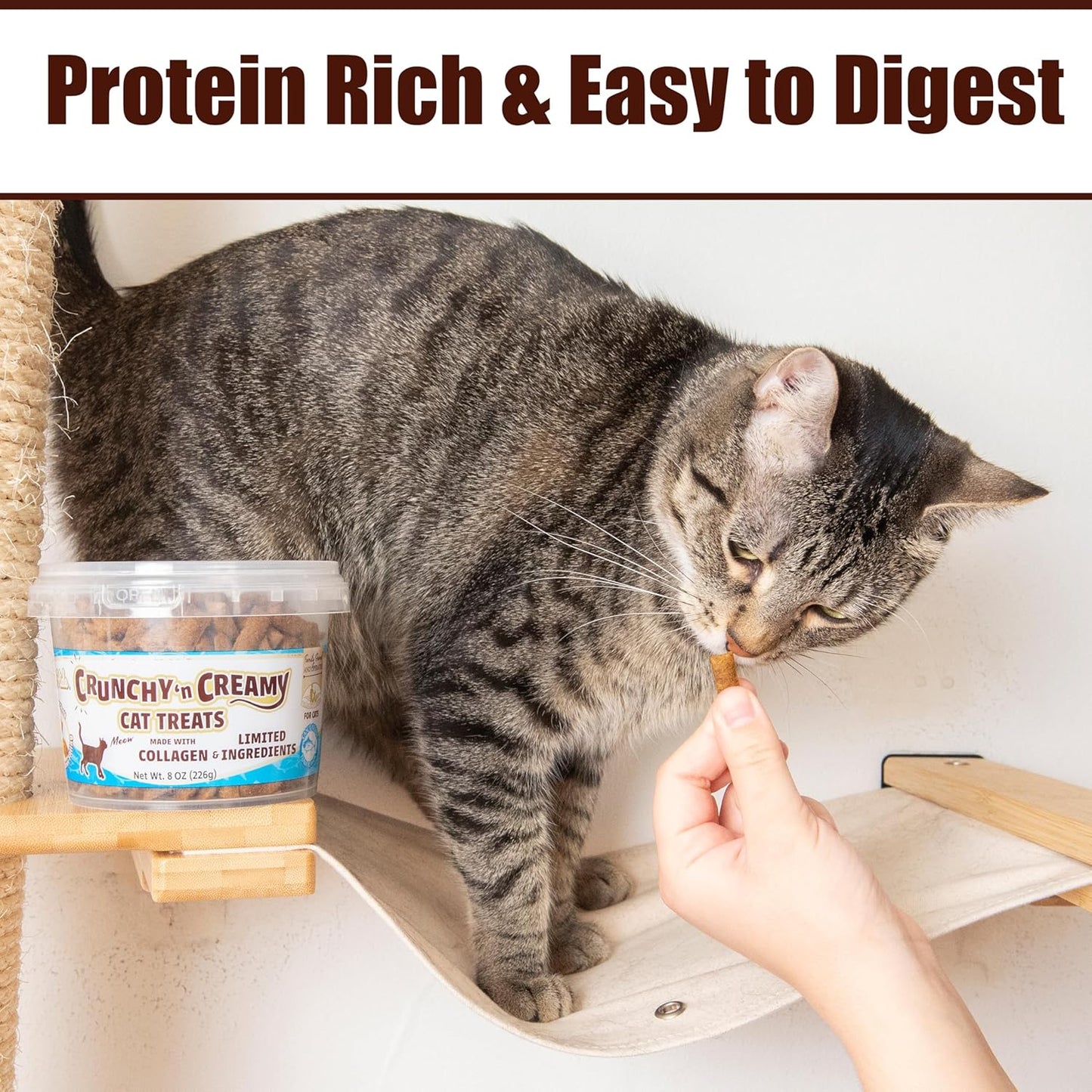 Fieldcrest Farms Nothin’ to Hide Collagen Cat Treats – Crunchy & Creamy Cat Snacks, Tuna Flavor, 8oz Tub.