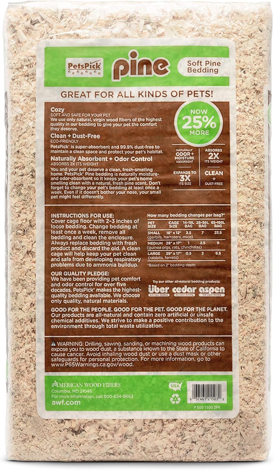 PETSPICK Natural Pine Small Pet Bedding (24L / 1500 CU IN )