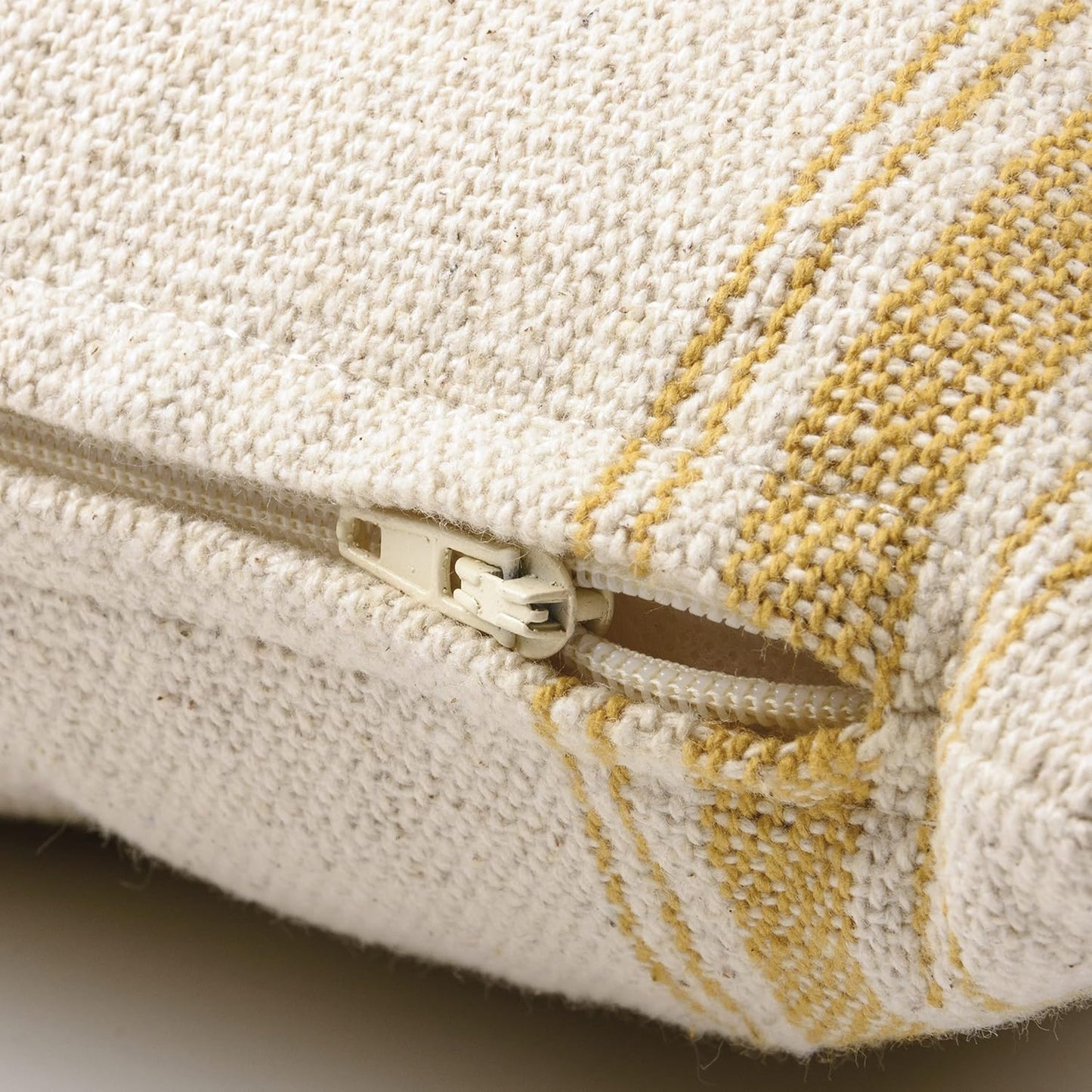 Primitives by Kathy Woven Rustic Gold Striped Pillow, Reserved for The Cat Sit - 10" x 10"