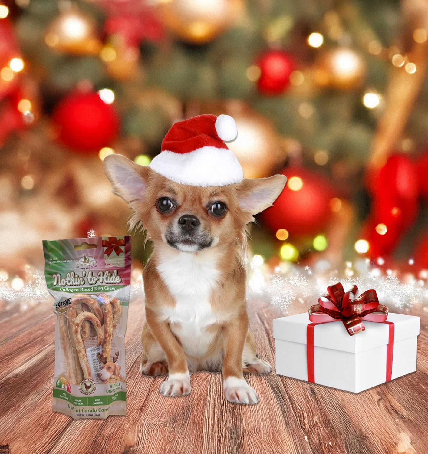 Fieldcrest Farms Nothin' to Hide Mini Holiday Candy Canes Chicken Flavor - Dog Treat(Pack of 6)