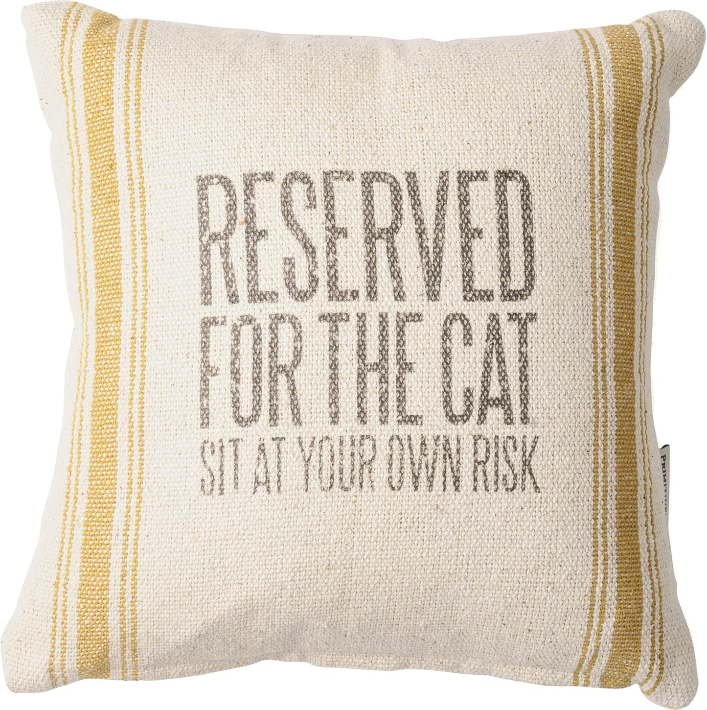Primitives by Kathy Woven Rustic Gold Striped Pillow, Reserved for The Cat Sit - 10" x 10"