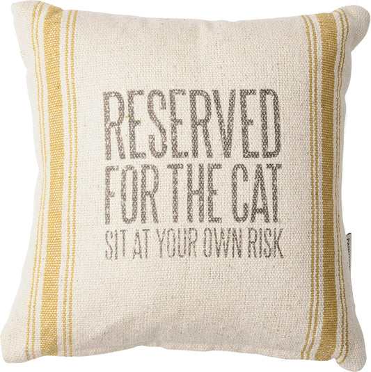 Primitives by Kathy Woven Rustic Gold Striped Pillow, Reserved for The Cat Sit - 10" x 10"