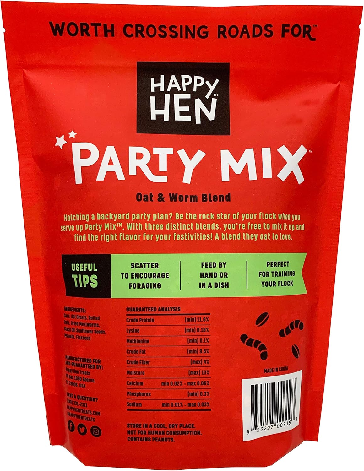 Happy Hen Treats Party Mix Oat and Mealworm - 2 Pound