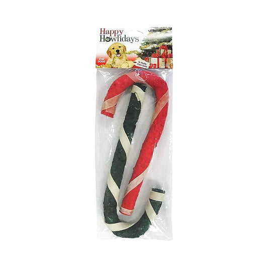 Pet Factory Happy Howlidays Munchy Dog Candy Cane with Wrap 2pk 10"
