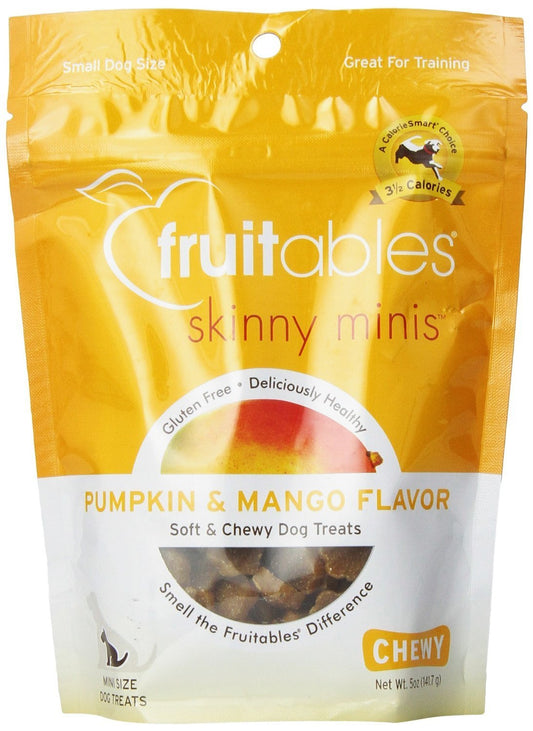 Fruitables Skinny Minis Pumpkin and Mango Low Calorie Soft and Chewy Training Treat Pack of 3