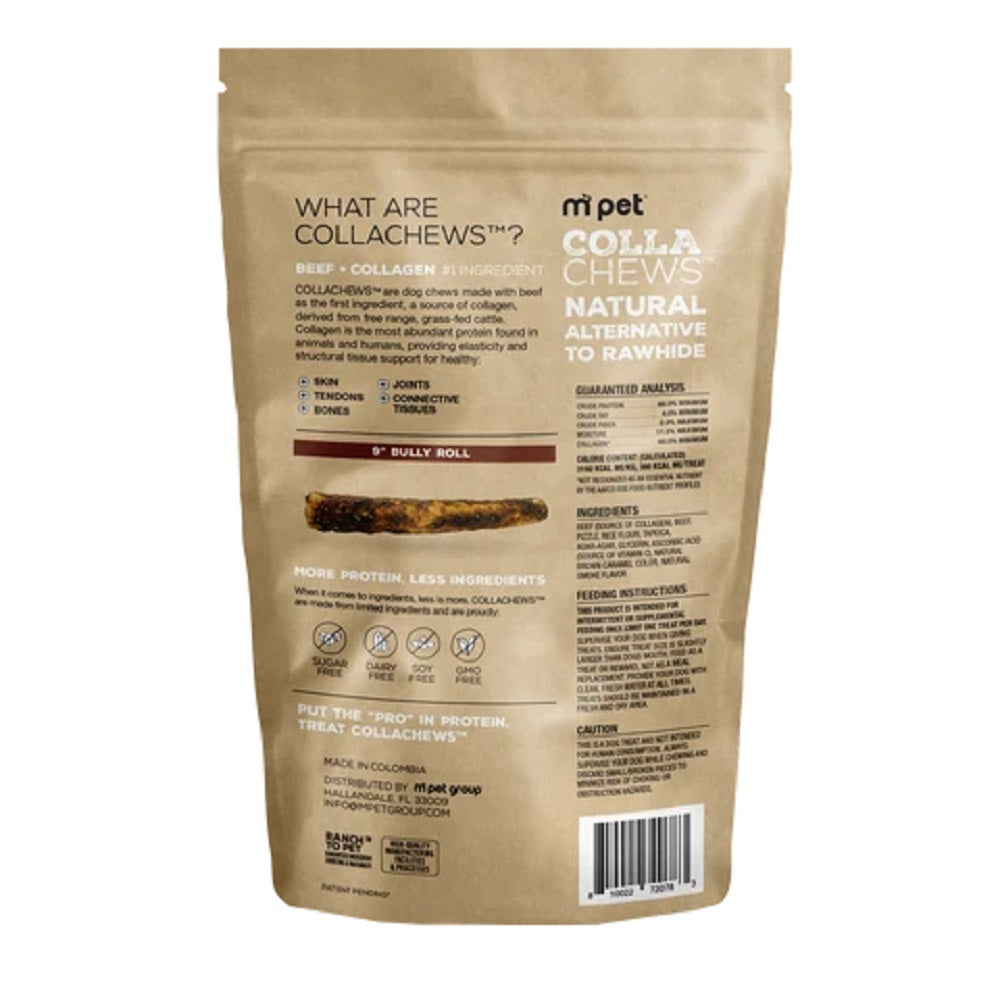CollaChews Bully & Collagen Rawhide Free 9" Rolls Dog Treat - 3 Pack Bag