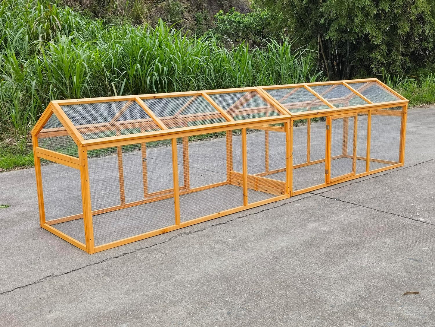 Midlee Large Wooden Chicken Coop with 2 Runs Outdoor Hen House Backyard Nesting Box