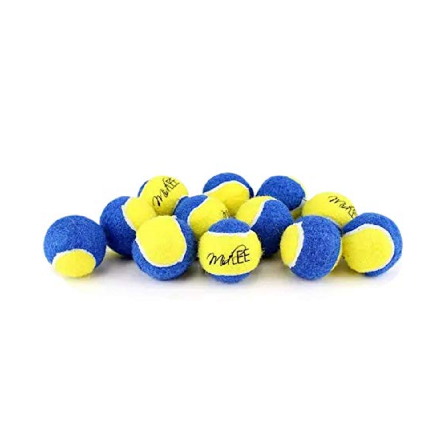 Midlee X-Small Dog Tennis Balls 1.5" Pack of 12 (Blue/Yellow)