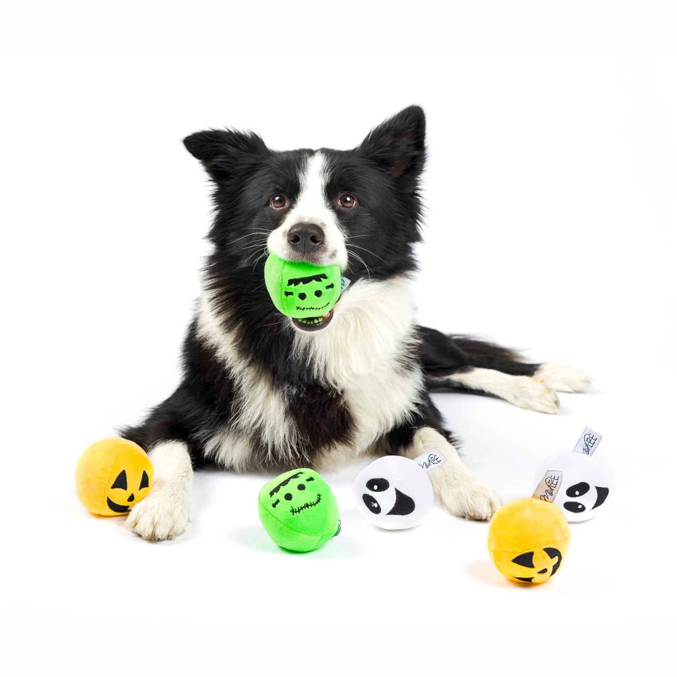 Midlee Silly Face Halloween Balls Plush Dog Toy
