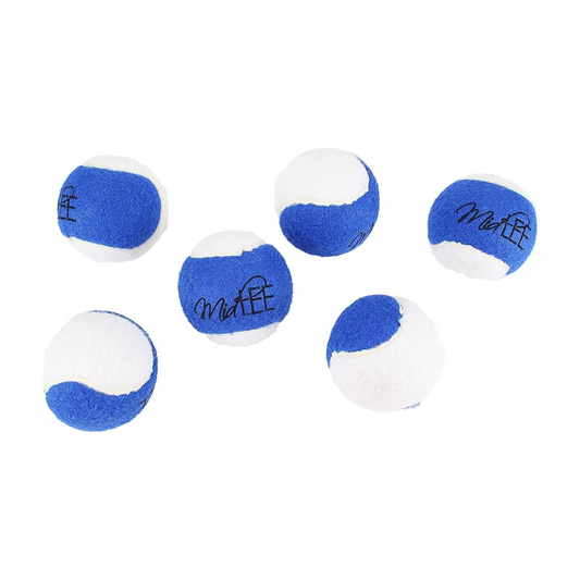 Midlee Dog Tennis Balls- Blue/White- Set of 6