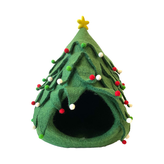 Midlee Christmas Tree Wool Cat Cave Bed