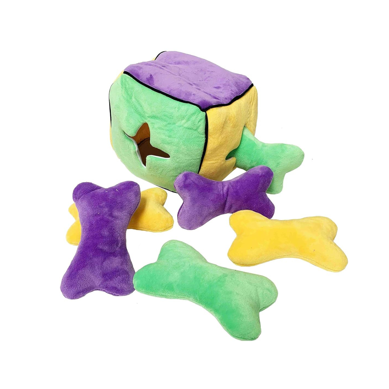 Midlee Plush Find a Bone Cube Dog Toy