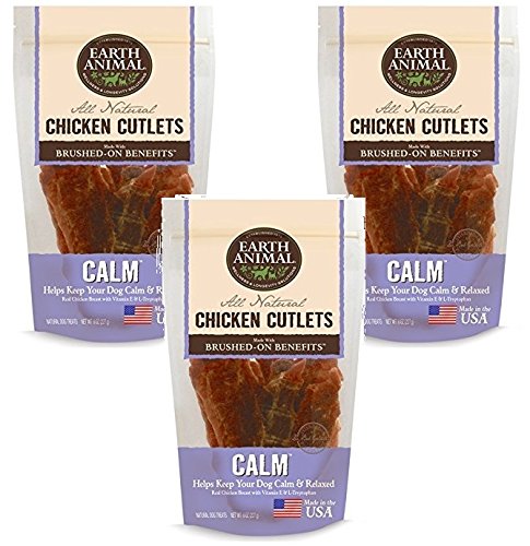 Earth Animal Calming USA Chicken Jerky Dog Treats, 8 Ounces (3 Pack)