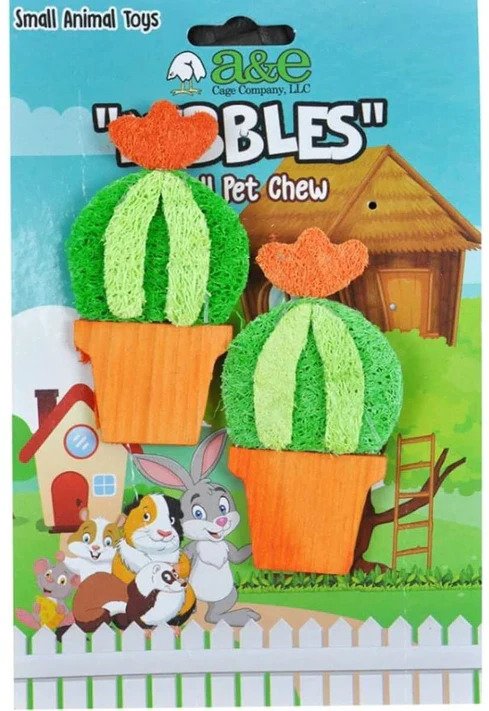 AE Cage Company Nibbles Barrel Cactus Loofah Chew Toy with Wood - 2 count