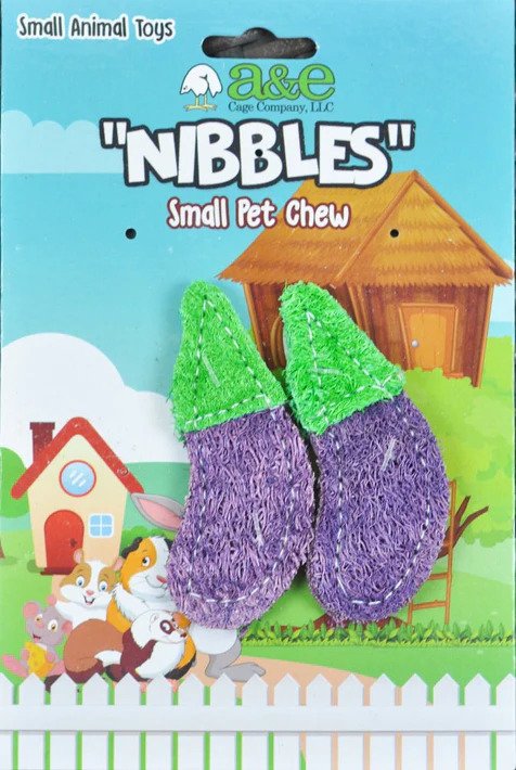 AE Cage Company Nibbles Eggplant Loofah Chew Toys - 2 count