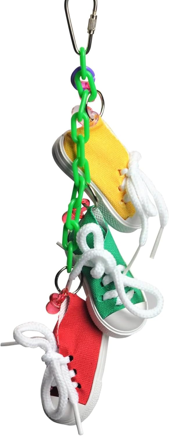 AE Cage Company Happy Beaks Sneakers on a Line Bird Toy