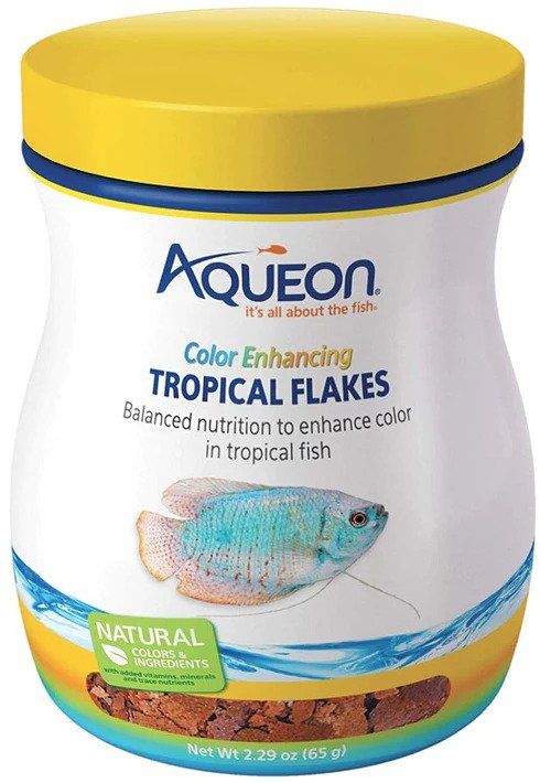 Aqueon Color Enhancing Tropical Flakes Fish Food - 65g