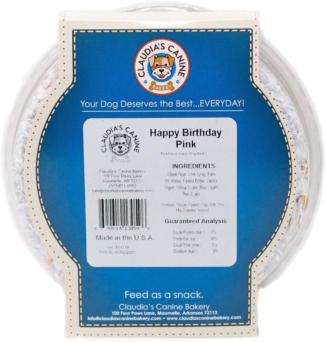 Claudia'S Canine Bakery Peanut Butter Dog Cookies, 10-Ounce, Happy Birthday, Pink