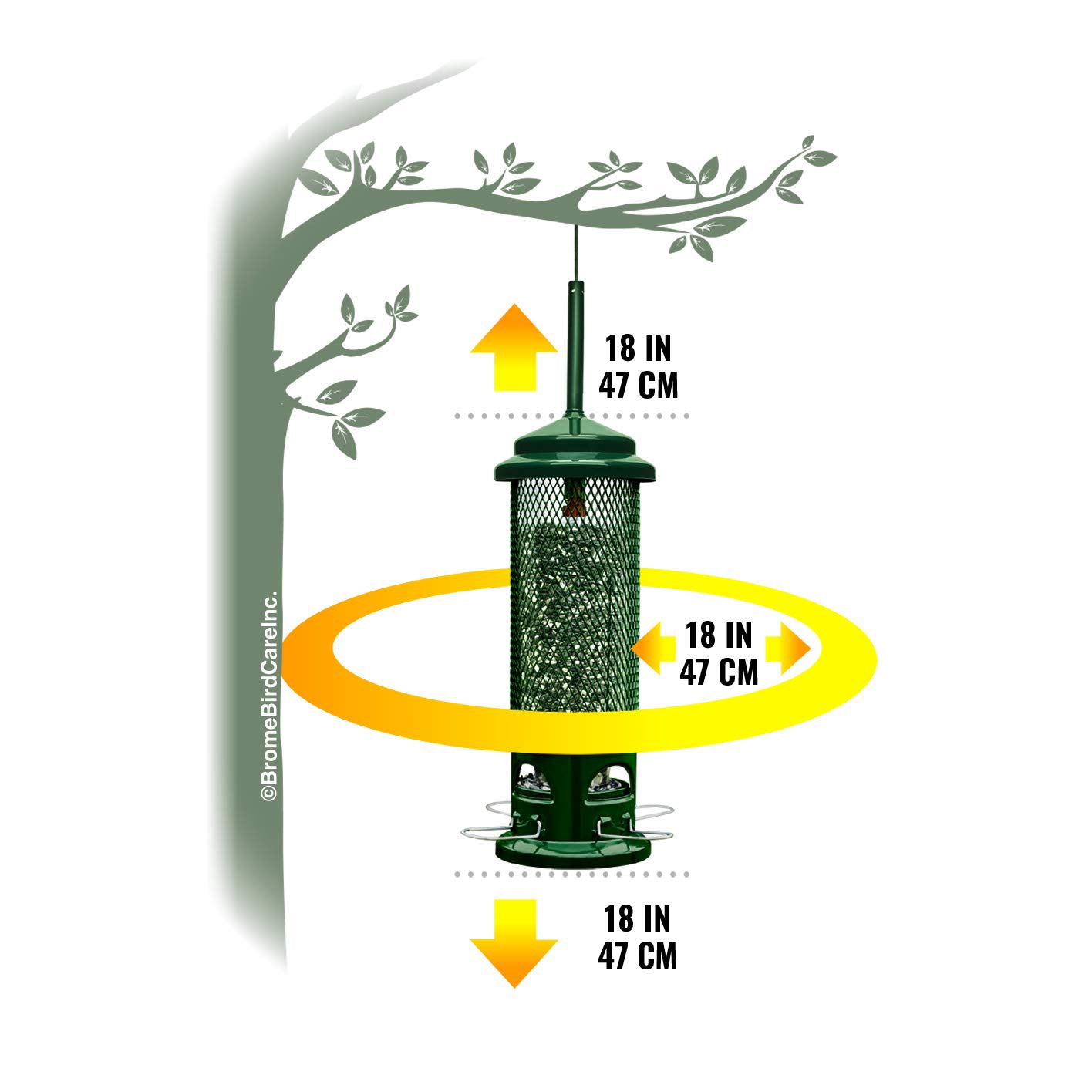 Brome 1082 Squirrel Buster Legacy Squirrel-proof Bird Feeder w/4 Metal Perches, 2.6-pound Seed Capacity