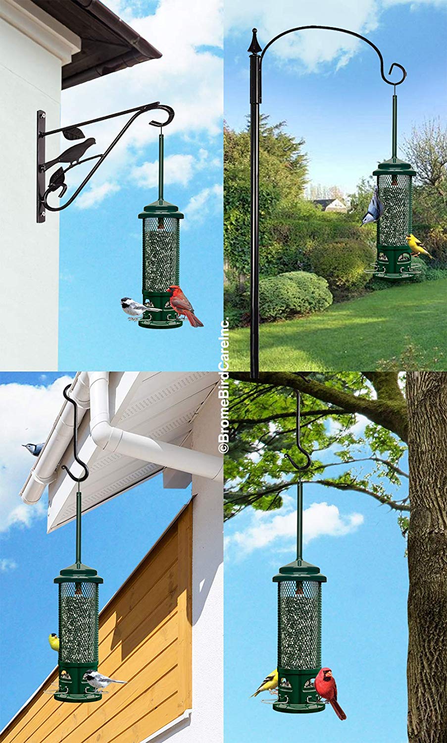 Brome 1082 Squirrel Buster Legacy Squirrel-proof Bird Feeder w/4 Metal Perches, 2.6-pound Seed Capacity