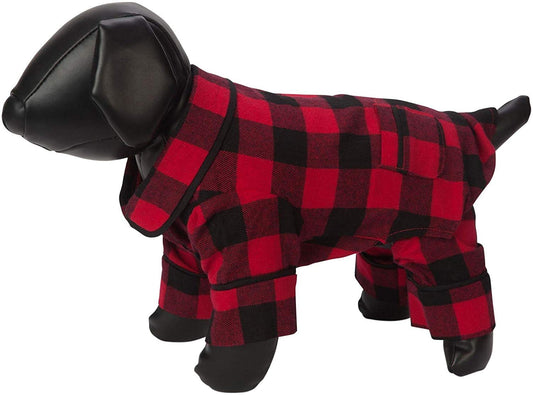 fabdog Red Buffalo Check Dog PJs, Flannel Dog Pajamas (20")