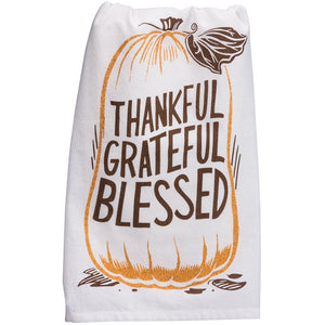 Primitives by Kathy Dish Towel - Thankful Grateful Blessed