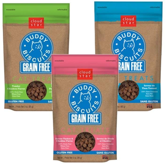 Cloud Star Soft & Chewy Grain Free Premium Cat Treat Bundle - Tempting Tuna, Turkey and Cheddar, Chicken