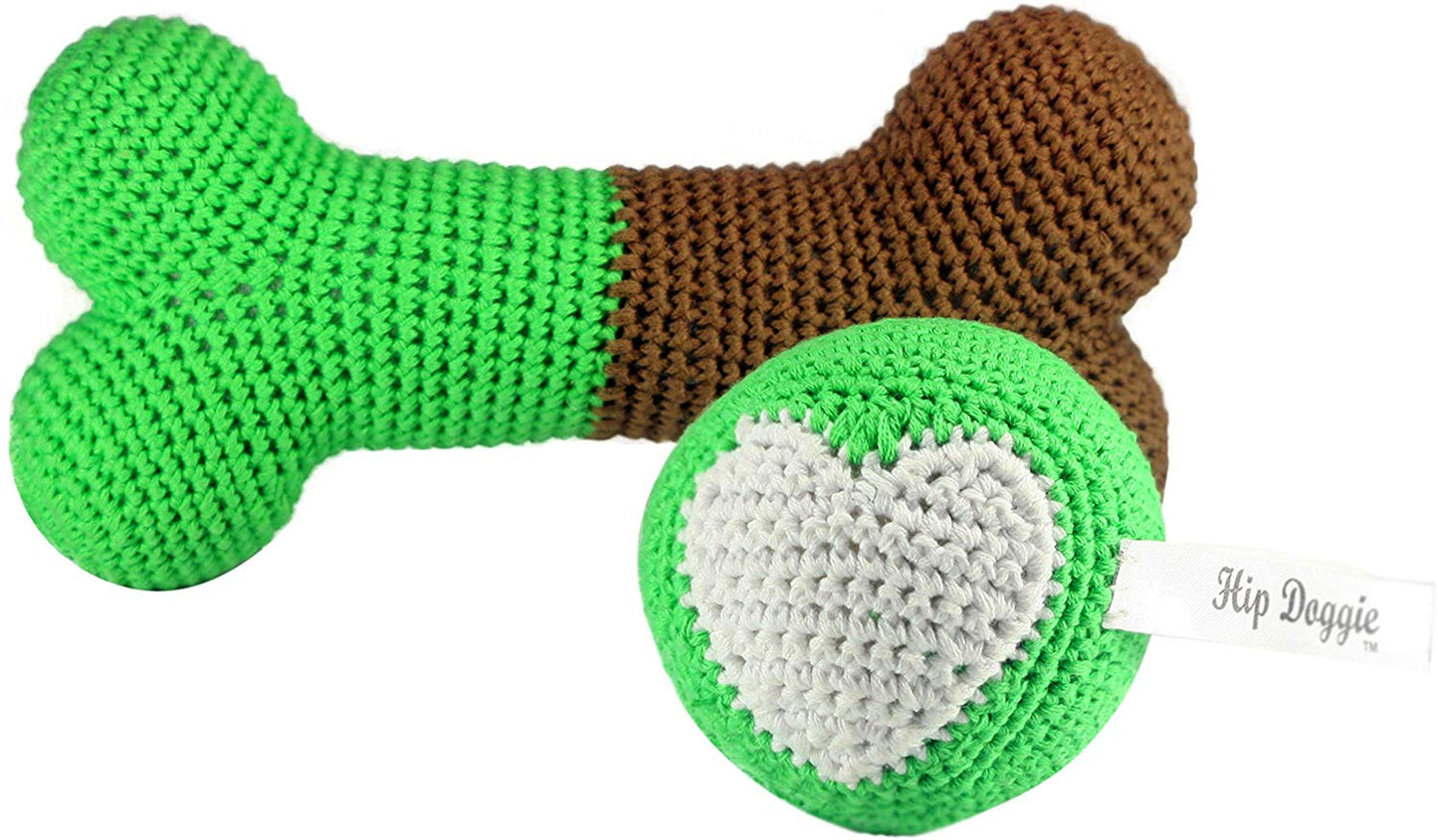 Hip Doggie Dental Dog Toy - Plush Squeaker - pet Teeth Cleaning Tool - chew Crochet to Floss