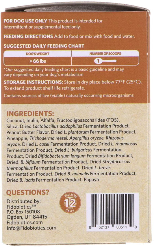 Fidobiotics Good Guts Daily Probiotic for Big Mutts Coconut Peanut Butter 12 Billion CFUs 1 4 oz 40 g