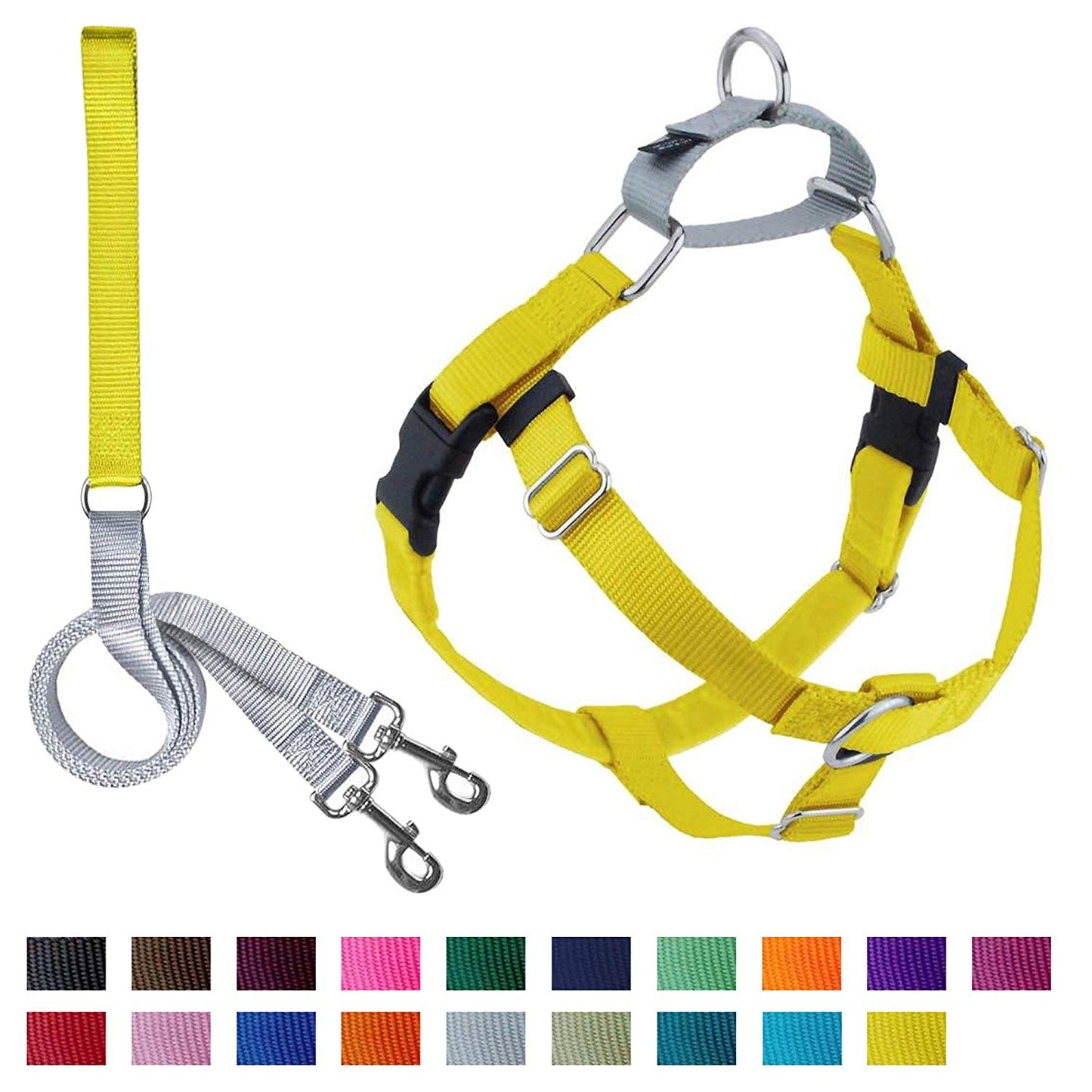 2 Hounds Design Freedom No-Pull Dog Harness with Leash, Large, Yellow