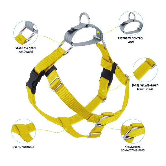 2 Hounds Design Freedom No-Pull Dog Harness with Leash, Large, Yellow