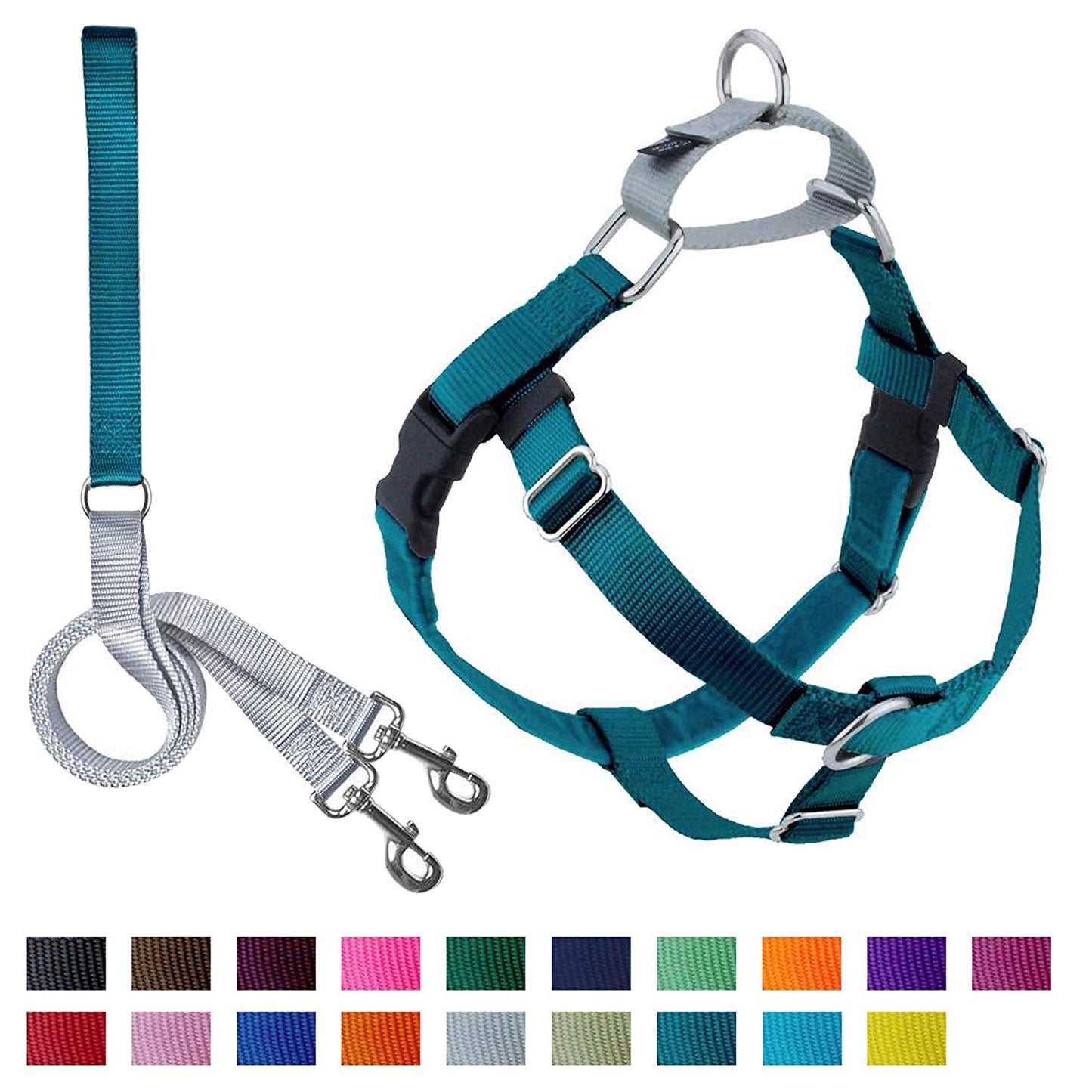 Freedom No-Pull Dog Harness Training Package with Leash, Teal Medium (1" wide)