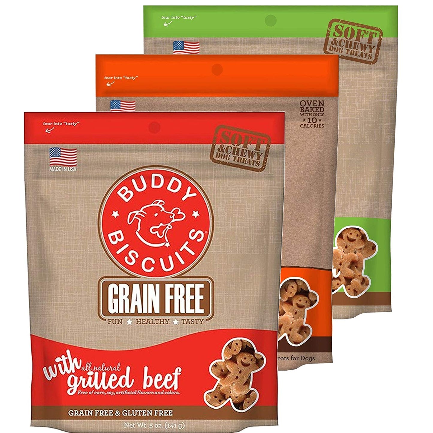 Buddy Biscuits Grain Free Soft & Chewy Dog Treats 5 oz Each