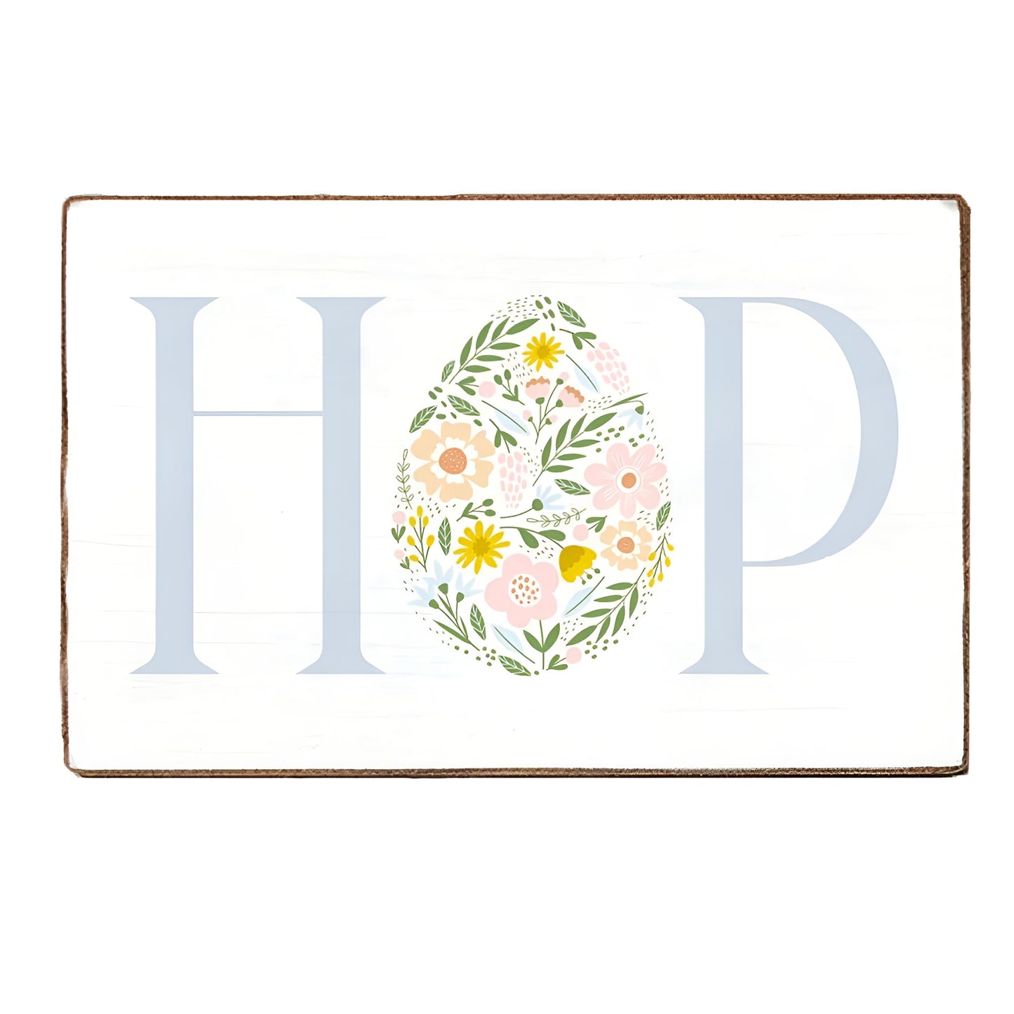 Rustic Marlin HOP Floral Easter Egg Decorative Wooden Block