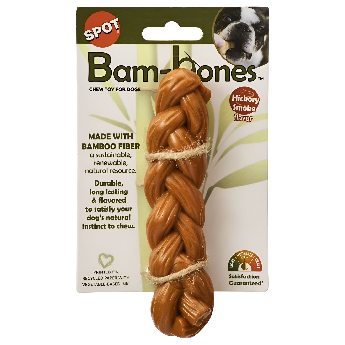 ETHICAL/SPOT Bam-Bone Braided Stick Hickory Dog Chew Toy - 5.75"