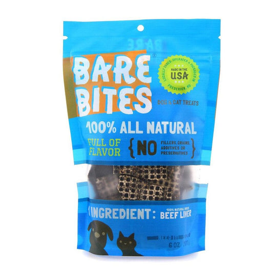 Bare Bites - 100% All Natural Dehydrated Beef Liver Dog and Cat Treats