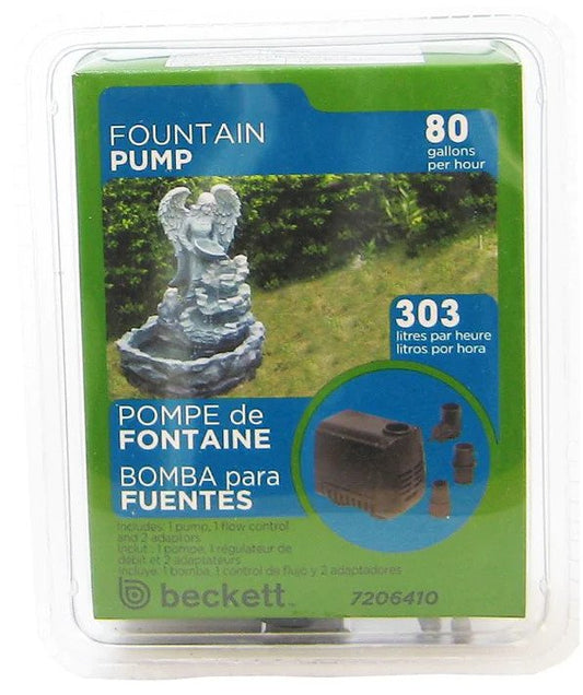 Beckett Fountain Pump for Indoor or Outdoor- 60 GPH