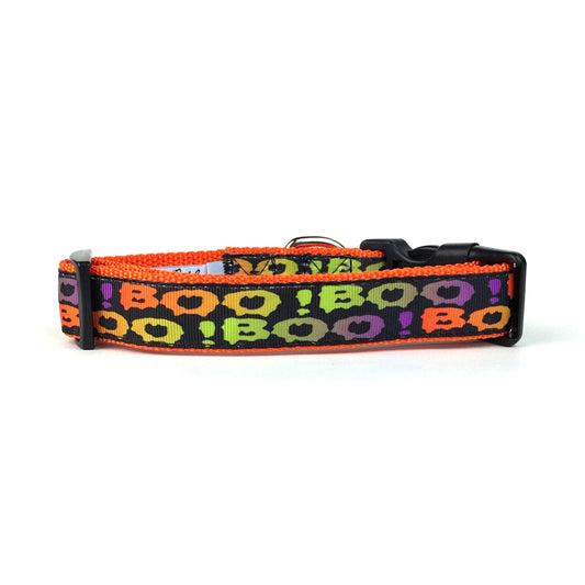 Midlee Boo! Halloween Nylon Ribbon Dog Collar (Medium)