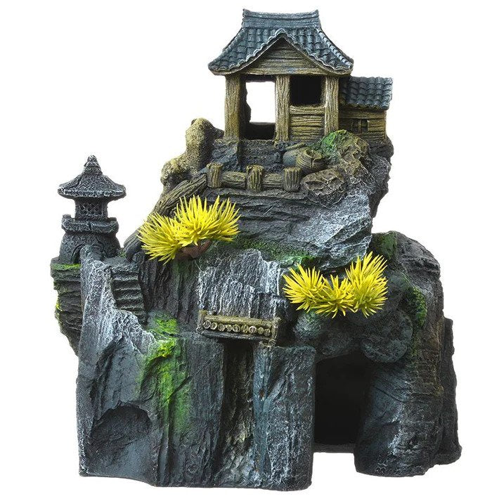 Blue Ribbon Pet Products Exotic Environments Cottage House with Bonsai Aquarium Ornament