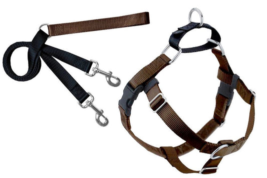 2 Hounds Design Freedom No-Pull Dog Harness Training Package, Medium (1" wide), Brown